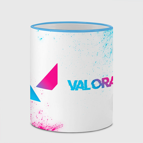 Кружка цветная Valorant neon gradient style: надпись и символ / 3D-Небесно-голубой кант – фото 2