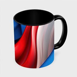 Кружка цветная Объемная абстракция в цветах флага РФ
