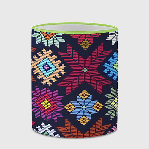 Кружка цветная Орнамент удмуртский / 3D-Светло-зеленый кант – фото 2
