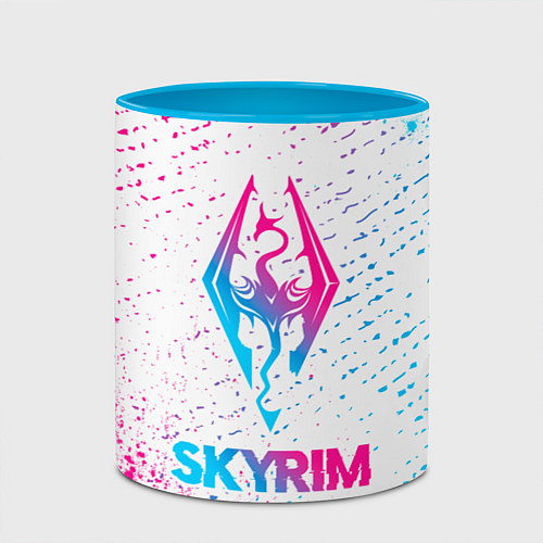 Кружка цветная Skyrim neon gradient style / 3D-Белый + небесно-голубой – фото 2