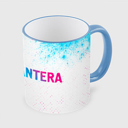 Кружка 3D Pantera neon gradient style: надпись и символ, цвет: 3D-небесно-голубой кант