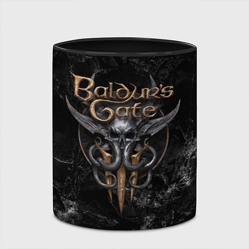 Кружка цветная Baldurs Gate 3 dark logo / 3D-Белый + черный – фото 2