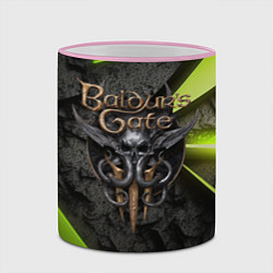 Кружка 3D Baldurs Gate 3 logo green abstract, цвет: 3D-розовый кант — фото 2