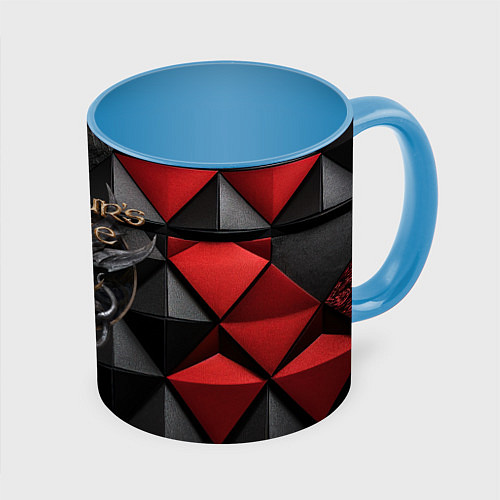 Кружка цветная Baldurs Gate 3 logo red black / 3D-Белый + небесно-голубой – фото 1