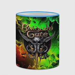 Кружка 3D Baldurs Gate 3 logo dark red green fire, цвет: 3D-небесно-голубой кант — фото 2