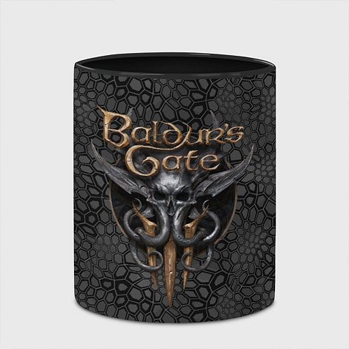 Кружка цветная Baldurs Gate 3 logo dark black / 3D-Белый + черный – фото 2