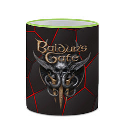 Кружка 3D Baldurs Gate 3 logo red black geometry, цвет: 3D-светло-зеленый кант — фото 2