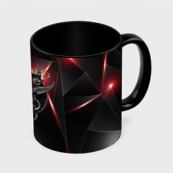 Кружка 3D Baldurs Gate 3 logo black red, цвет: 3D-белый + черный
