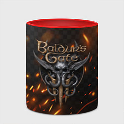 Кружка 3D Baldurs Gate 3 logo fire, цвет: 3D-белый + красный — фото 2