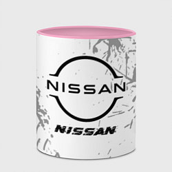 Кружка 3D Nissan speed на светлом фоне со следами шин, цвет: 3D-белый + розовый — фото 2
