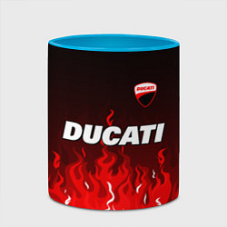 Кружка 3D Ducati- красное пламя, цвет: 3D-белый + небесно-голубой — фото 2