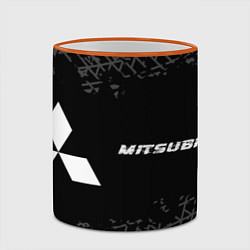 Кружка 3D Mitsubishi speed на темном фоне со следами шин: на, цвет: 3D-оранжевый кант — фото 2