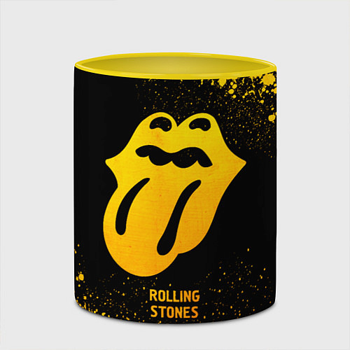 Кружка цветная Rolling Stones - gold gradient / 3D-Белый + желтый – фото 2