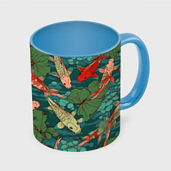 Кружка 3D Паттерн карпы кои, цвет: 3D-белый + небесно-голубой