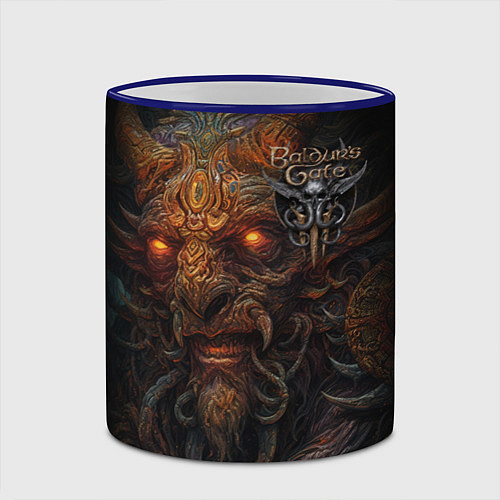 Кружка цветная Baldurs Gate 3 logo demon / 3D-Синий кант – фото 2