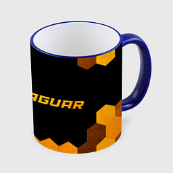Кружка 3D Jaguar - gold gradient: надпись и символ, цвет: 3D-синий кант