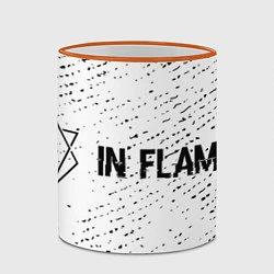 Кружка 3D In Flames glitch на светлом фоне: надпись и символ, цвет: 3D-оранжевый кант — фото 2