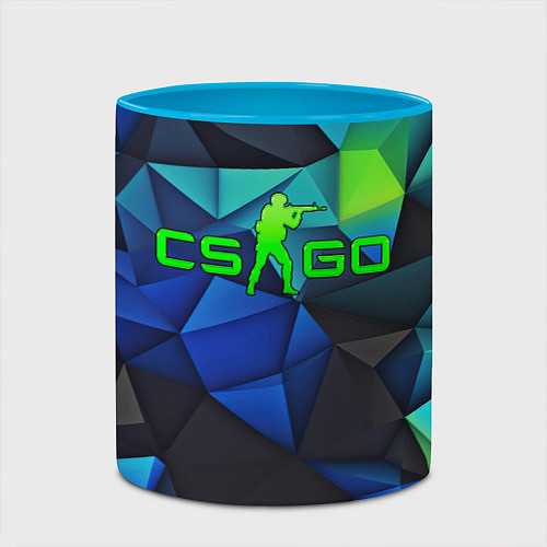 Кружка цветная CSGO blue abstract / 3D-Белый + небесно-голубой – фото 2
