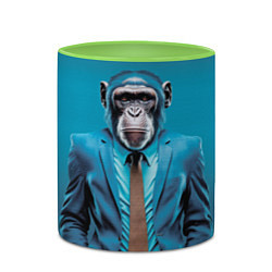 Кружка 3D Деловой шимпанзе, цвет: 3D-белый + светло-зеленый — фото 2