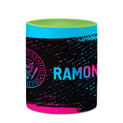 Кружка 3D Ramones - neon gradient: надпись и символ, цвет: 3D-белый + светло-зеленый — фото 2