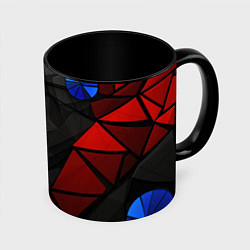 Кружка 3D Black blue red elements, цвет: 3D-белый + черный