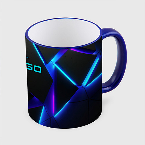 Кружка цветная CSGO neon geometry / 3D-Синий кант – фото 1