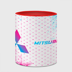 Кружка 3D Mitsubishi neon gradient style: надпись и символ, цвет: 3D-белый + красный — фото 2