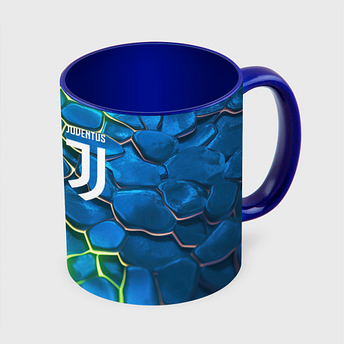 Кружка цветная Juventus blue green neon / 3D-Белый + синий – фото 1