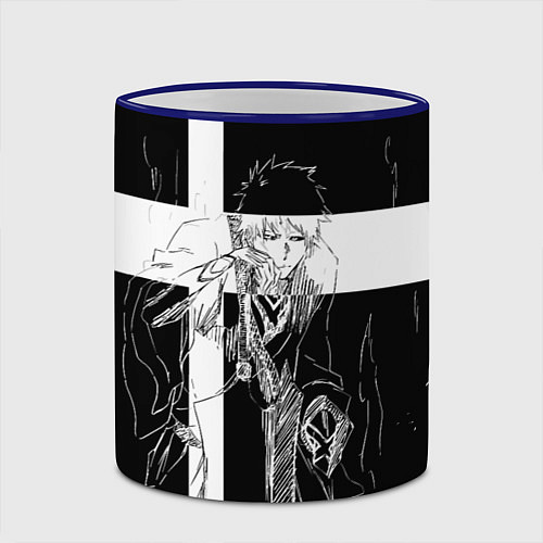 Кружка цветная Ичиго и занпакто - Блич / 3D-Синий кант – фото 2