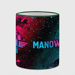 Кружка 3D Manowar - neon gradient: надпись и символ, цвет: 3D-зеленый кант — фото 2
