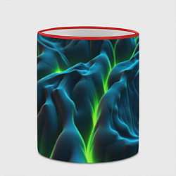 Кружка 3D Зеленая кислотная текстура с плитами, цвет: 3D-красный кант — фото 2