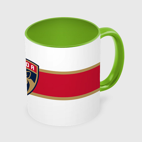 Кружка цветная Florida panthers - uniform - hockey / 3D-Белый + светло-зеленый – фото 1