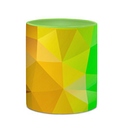 Кружка 3D Жёлто-зелёная геометрия, цвет: 3D-белый + светло-зеленый — фото 2