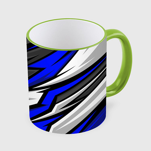 Кружка цветная Volkswagen - Синяя абстракция / 3D-Светло-зеленый кант – фото 1