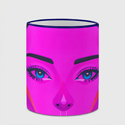 Кружка 3D Девушка с голубыми глазами и фиолетовым лицом, цвет: 3D-синий кант — фото 2