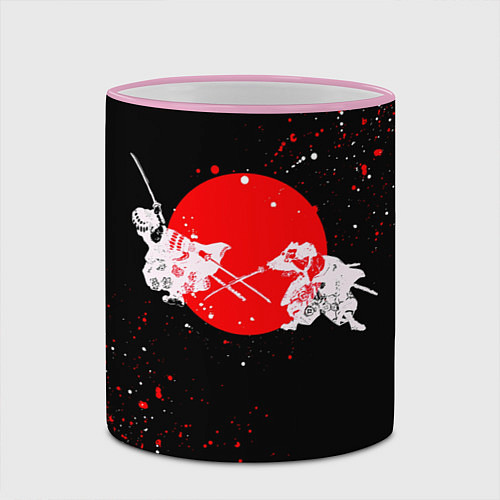 Кружка цветная Два белых самурая / 3D-Розовый кант – фото 2
