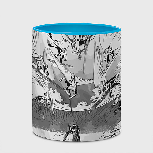 Кружка цветная Нападение ангелов - Евангелион / 3D-Белый + небесно-голубой – фото 2