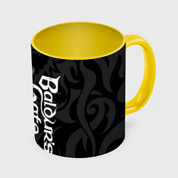 Кружка 3D Балдурс гейт 3 - черный дракон, цвет: 3D-белый + желтый