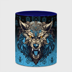 Кружка 3D Скандинавский волк Фенрир, цвет: 3D-белый + синий — фото 2