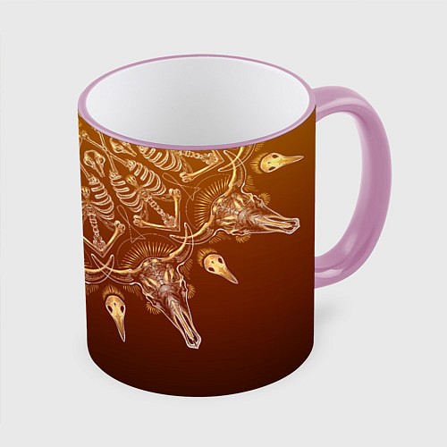 Кружка цветная Большая костяная мандала / 3D-Розовый кант – фото 1