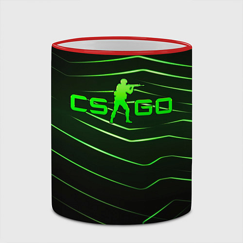 Кружка цветная CS GO dark green / 3D-Красный кант – фото 2