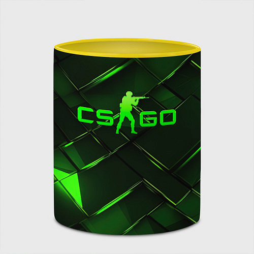 Кружка цветная CSGO green abstract elements / 3D-Белый + желтый – фото 2