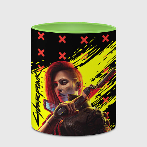 Кружка цветная Cyberpunk 2077 Phantom Liberty / 3D-Белый + светло-зеленый – фото 2