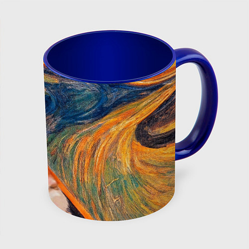 Кружка цветная Крик хомяка / 3D-Белый + синий – фото 1