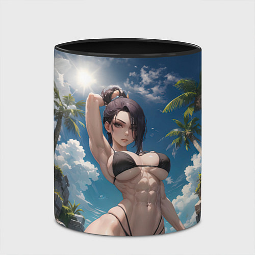 Кружка цветная Девушка в купальник на море / 3D-Белый + черный – фото 2