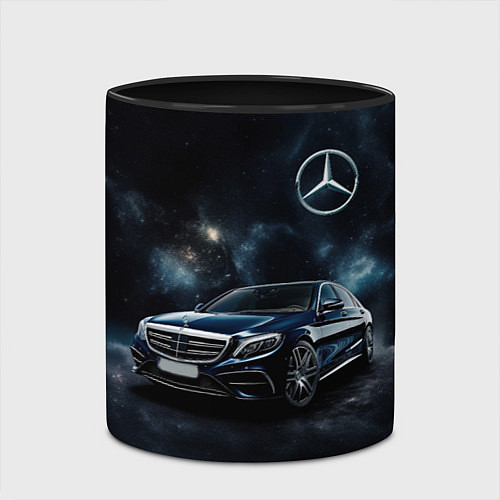 Кружка цветная Mercedes Benz galaxy / 3D-Белый + черный – фото 2