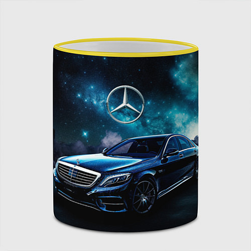 Кружка цветная Синий мерседес / 3D-Желтый кант – фото 2