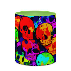 Кружка 3D Паттерн из черепов - поп-арт - мода, цвет: 3D-белый + светло-зеленый — фото 2