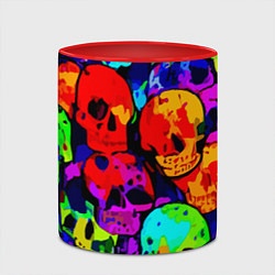 Кружка 3D Паттерн из черепов - поп-арт - мода, цвет: 3D-белый + красный — фото 2