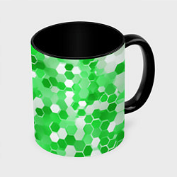 Кружка 3D Кибер Hexagon Зелёный, цвет: 3D-белый + черный